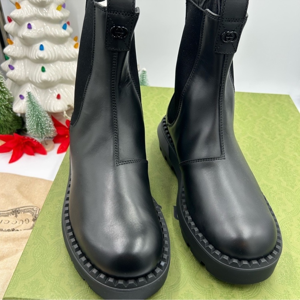 Gucci men’s leather Chelsea boots size 7, fit eight US maiden in Italy. Black. - Picture 3 of 11